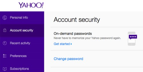 Đăng nhập Yahoo Mail không cần mật khẩu